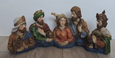 Große Krippenfigur Heilige Familie Drei Weise Männer Harz Statue 22,5'' lang