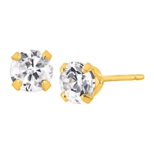 Finecraft 3/4 cttw Earrings with Cubic Zirconia in 14K Gold-Plated Silver