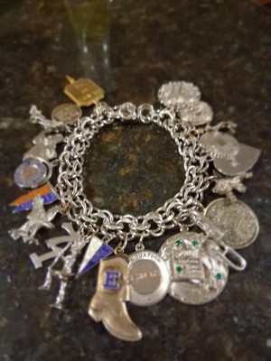 VTG ELCO Sterling Silver Charm Bracelet 82g 21 Charms doublelink EclecticGrandpa