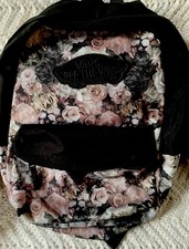 Vans Off The Wall Roses Black Backpack Adj Straps NWOT