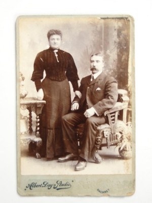 Husband Wife Studio Portrait Hackney London Albert Day c1890s Cab VTG Photo