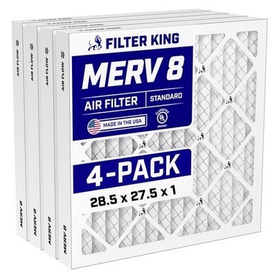 Filter King 28.5x27.5x1 Air Filter 4-PACK MERV 8 Actual Size 28.5 x 27.5 x .75''