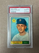 1961 Topps Chuck Schilling #499 (RC) Boston Red Sox Graded PSA 8 NM-MT