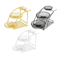 3 Tier Fruit Basket Fruit Stand Holder Elegant Decorative Iron Multipurpose
