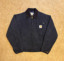 Vintage Carhartt Jacket Mens Small Black Detroit J01 Blanket Lined Canvas