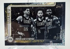 2025-26 Topps NBA 279 Pistons Trio Shoots Lights Out Blackout Black Out Foil /50