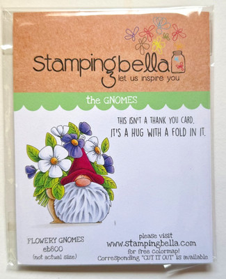 Stamping Bella RETIRED Flowery Gnome rubber stamp with coordinating die