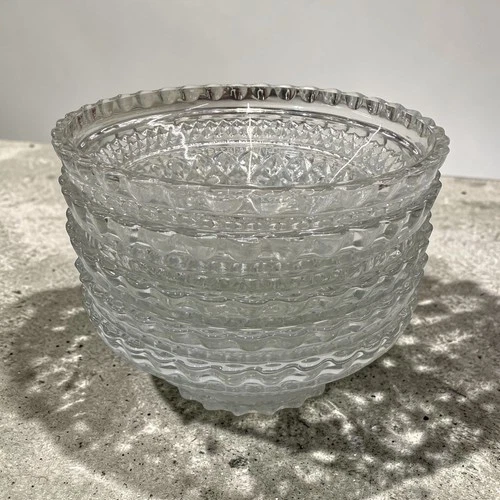 Set Of 5 Vintage Anchor Hocking Wexford Diamond Clear Glass Berry Dessert Bowls