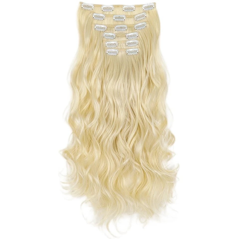 Synthetische Locken Haar Extensions Clip In Set 6 Stück 50cm lang Hitzebeständ - Bild 4 von 4