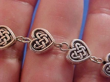Custom CELTIC KNOT Rosary Bracelet Silver Heart Metal IRISH Trinity