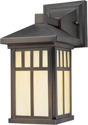 6732800 Burnham One-Light Exterior Wall Lantern on Steel with Honey Art Glass, O