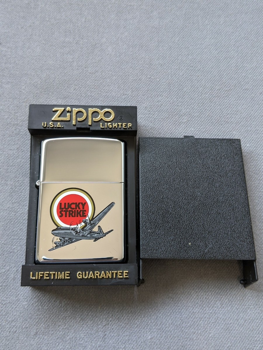 VINTAGE 1995 LUCKY STRIKE AIRPLANE HIGH POLISH ZIPPO LIGHTER 