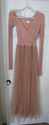 Elisabetta Franchi Rose Pink Wrap Long Elegant Ballerina Dress Gown Womens 38 Sm