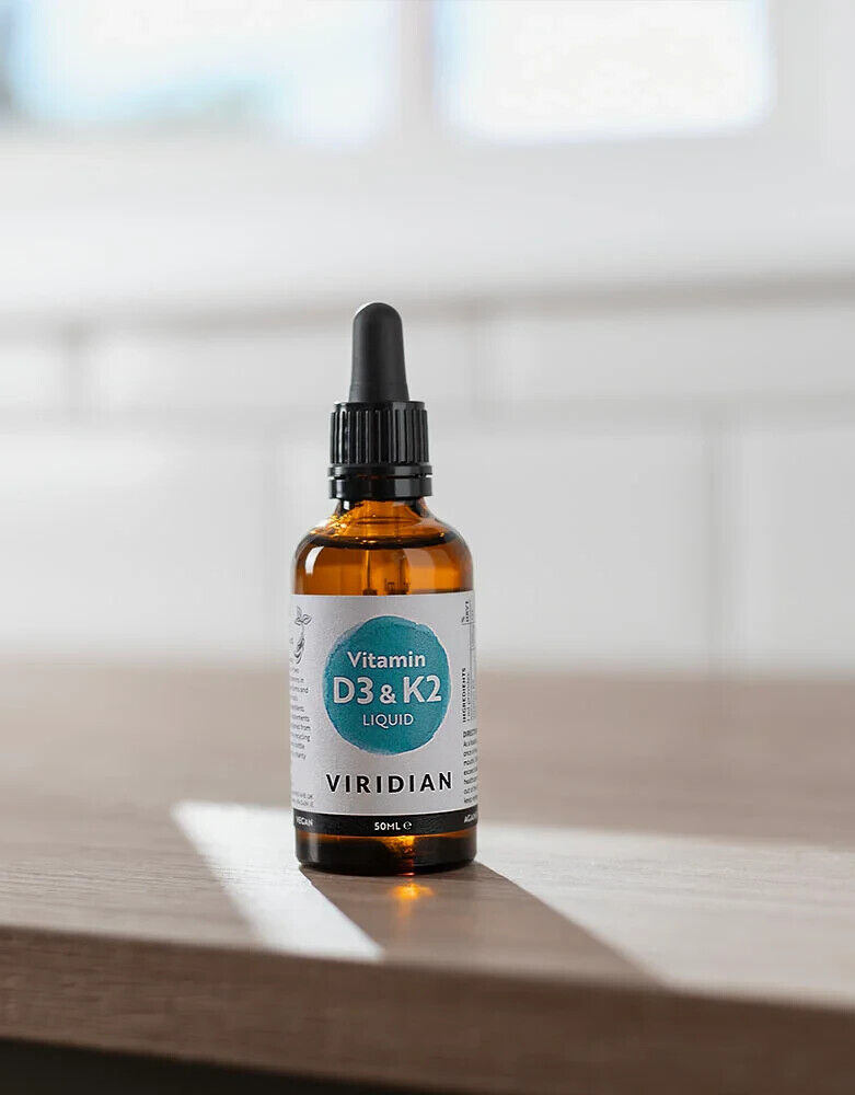 Vitamin D3 and K2 Liquid 100% Vegan Viridian 50ml Great Tasting Liquid