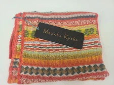 M.&KYOKO Tropical Jacquard Knit Stole Orange Made in Japan