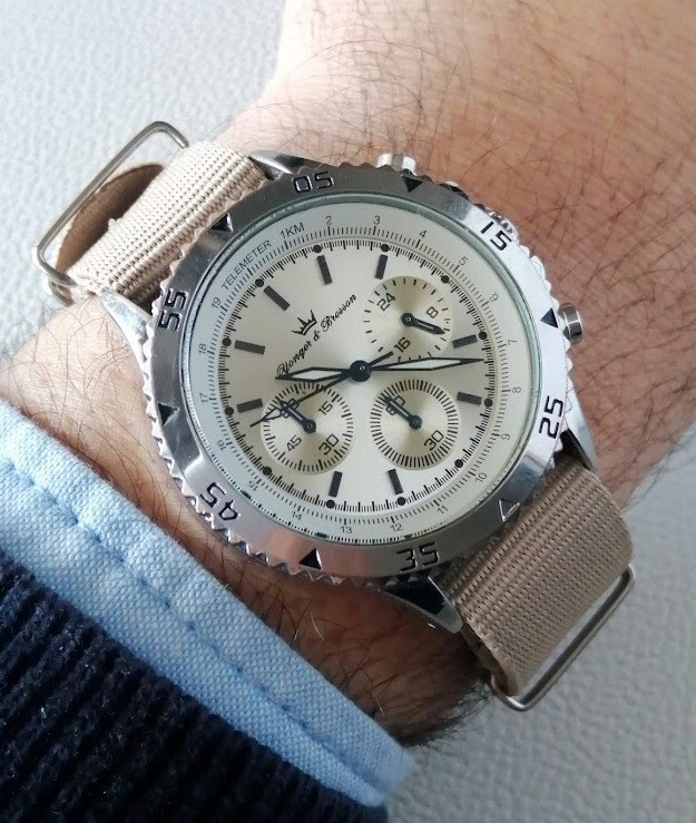 Montre Chronographe Homme Yonger Bresson Mode Vintage Watch 2000 Métal  Quartz