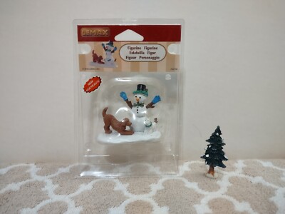 Lemax Christmas village lot of 2. Snowman with dogs and small tree. 