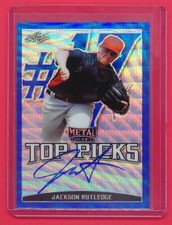  2019 Leaf Metal Draft Jackson Rutledge 3/20 Autograph Top Picks Blue Wave TPJR2