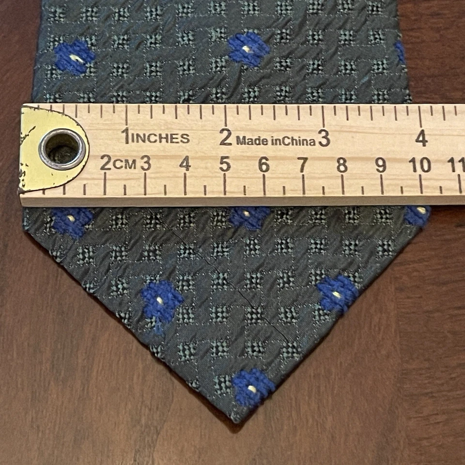 Vintage Structure Green Blue 52% Viscose 43% Silk Men’s Neck Tie Made In USA - Image 4 of 4