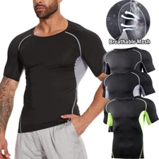 Men Compression Armour Base Layer Top Half Sleeve Dry Fit Gym Sport Tight Shirt
