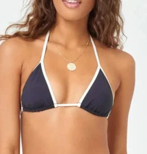 NEW L*SPACE 'Aspen' Triangle Bikini Top Size Small S Black & Cream $92
