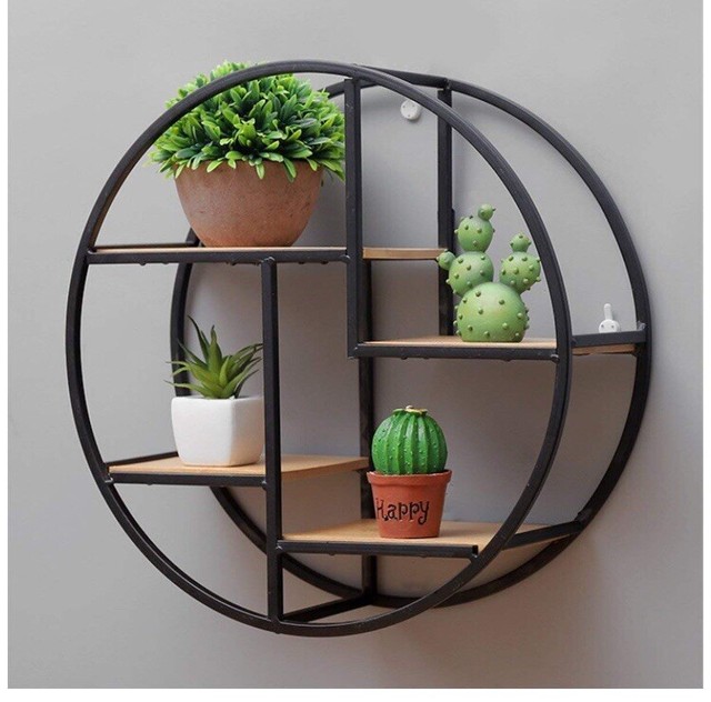 Industrial Metal Shelving Unit Storage Display Vintage Wood