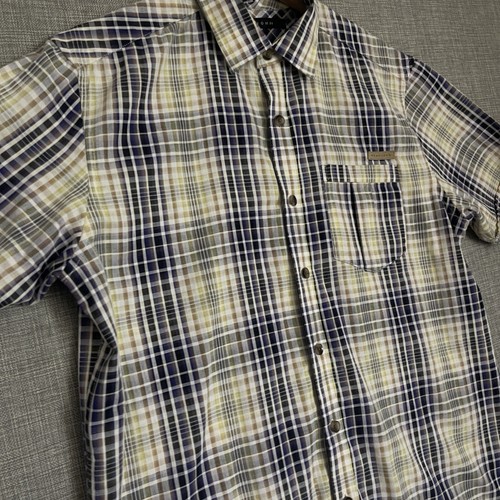 Sean John Shirt Mens Medium Plaid Short Sleeve Button Up Purple Multi Color Y2K - Picture 2 of 13