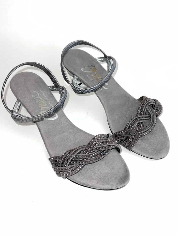 Sandália Onex Feminina Ritmo Strass Acentuada - Estanho, Tamanho 7 NOVA - Imagem 3 de 4