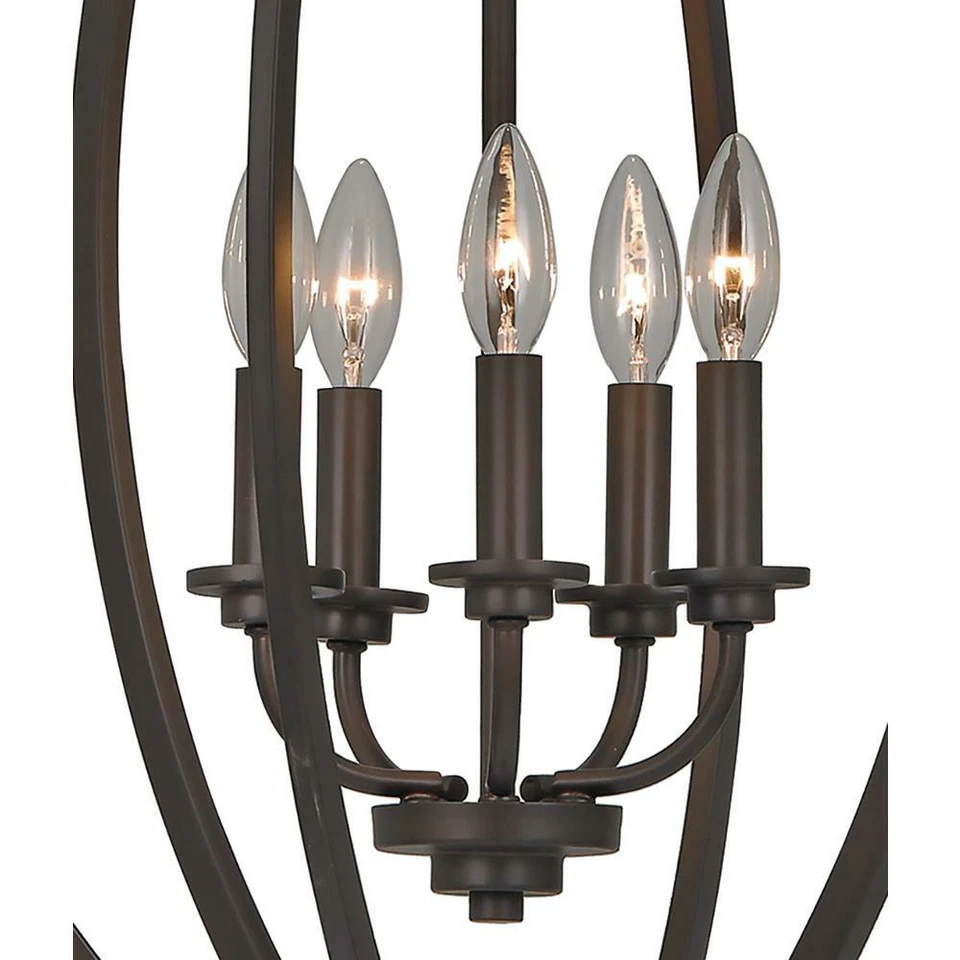 NUEVO Colgante Trans Globe PND-1042 de metal de 5 luces en bronce frotado con aceite Foto 2 de 2