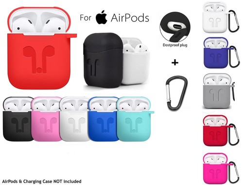 COVER CUSTODIA PROTEZIONE PER APPLE AIRPODS IN SILICONE + GANCIO CASE  GUSCIO | eBay