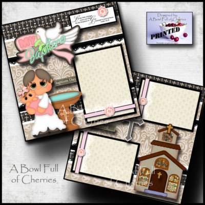 BAPTISM BABY GIRL premade scrapbook pages paper printed