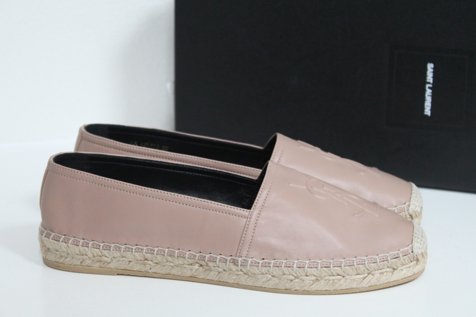 scarpe basse espadrillas in pelle nude con logo Saint Laurent Paris taglia 8 5 39 YSL