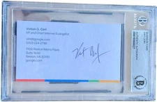 VINT CERF SIGNED BUSINESS CARD BECKETT BAS GOOGLE FATHER OF THE INTERNET 4