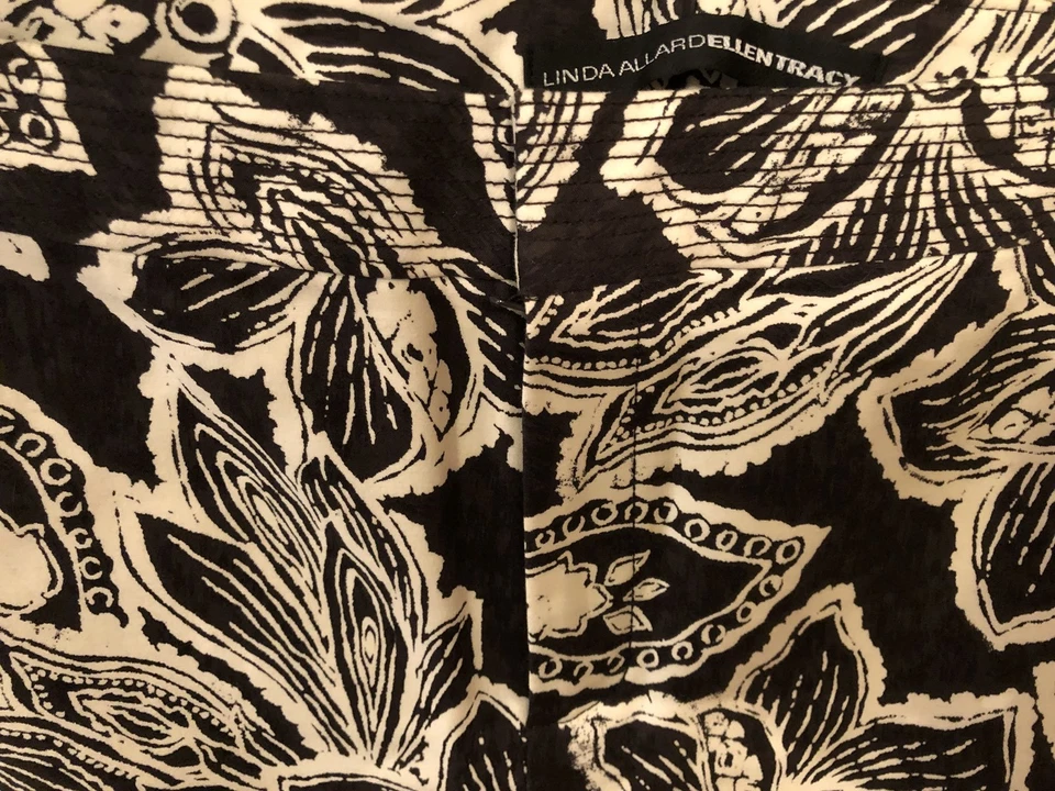 Linda Allard EllenTracy 14 Black/Brown/Cream Floral Stretch Dress Pants 27” Insm - Image 2 of 4