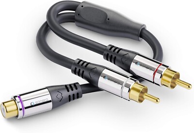 Subwoofer-Adapter 2x Cinch-Stecker auf Buchse Y-Kabel Verteiler Splitter 0,20m