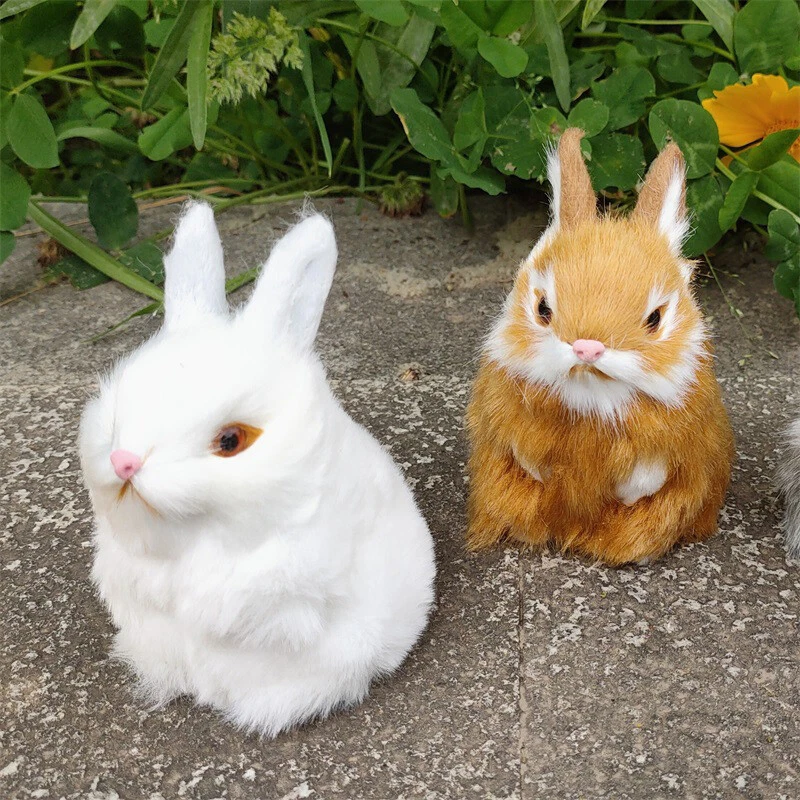 Realistic Mini Rabbits Chick Handmade Easter Bunnies Fur Animal