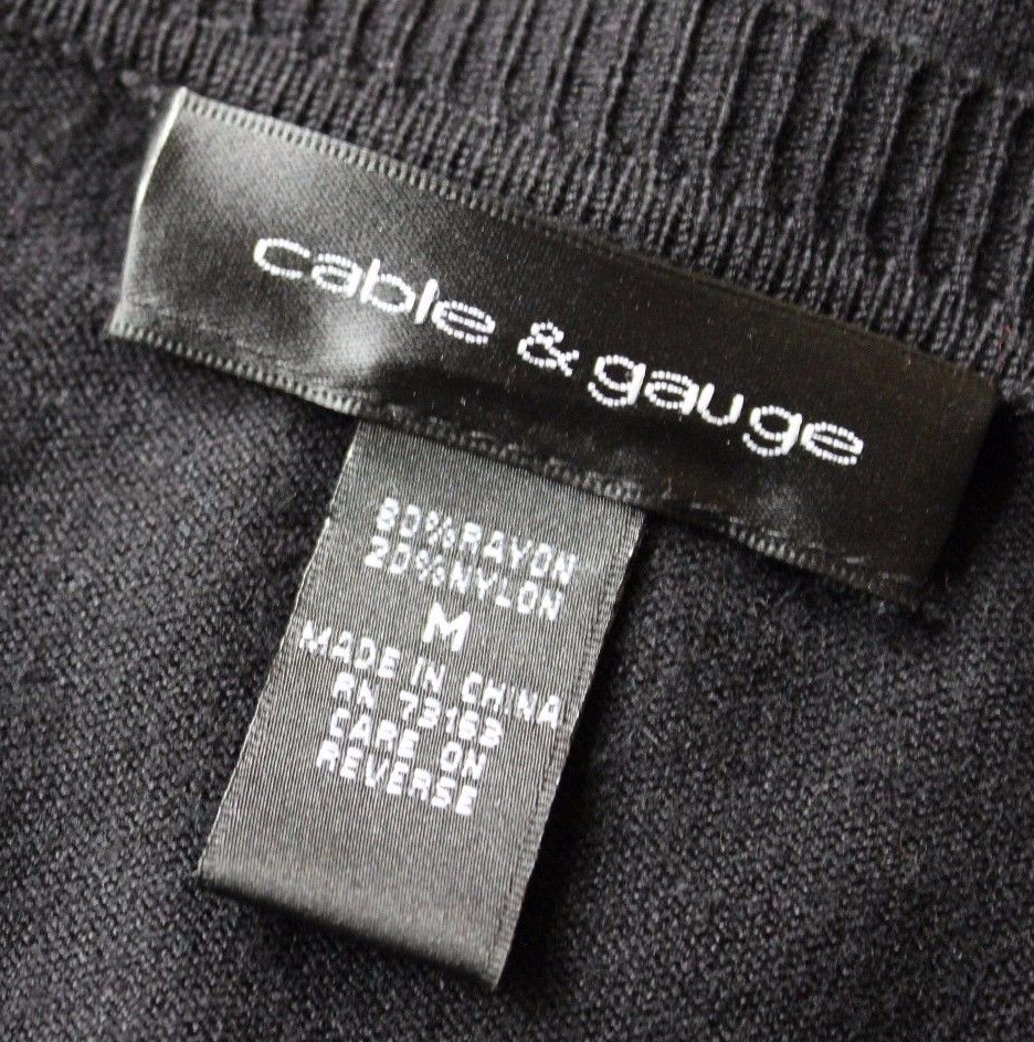 CABLE & GAUGE Black Cardigan Sweater Sz M Clear Facet CABLE & GAUGE Black Cardigan Sweater Sz M Clear Facet