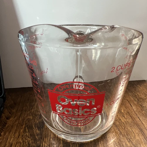Vintage Anchor Hocking Oven Basics #498 16 oz./ 2 Cup Measuring Cup USA GLASS