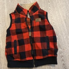 Carter's  Baby Size 12 Months Red Plaid Fleece Vest