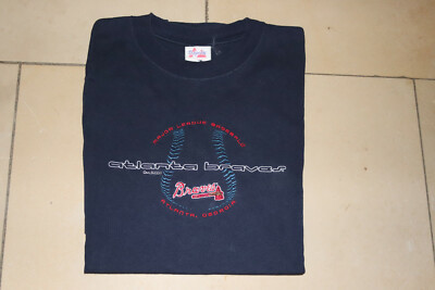 Atlanta Braves Baseball, T-Shirt blau, gesticktes Logo, Gr. L
