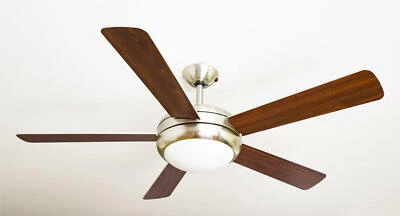 Deckenventilator mit Licht und Fernbedienung Ursa Nickel Silber / Walnuss 132 cm - Bild 1 von 4