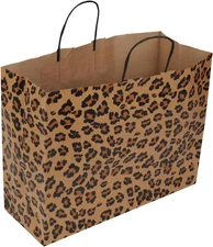 100 Paper Bags Shopping Vogue Leopard Retail Merchandise 16” x 6” X 12 ½" Animal