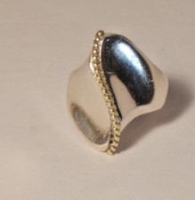 925 Sterling Silver Abstract Wavy Design Ring Size 7 Handcrafted Signed Marked