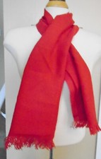 VTG 1960s Red Acrylic Wool Winter Scarf Knit Snowflake Pattern Fringed NWT