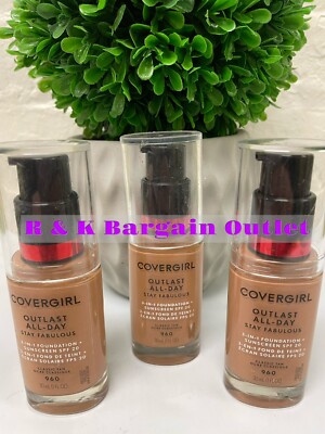COVERGIRL OUTLAST Stay Fabulous 3-IN-1 Foundation 960 Classic Tan 1oz Ea 3pcs 