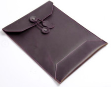 file Folder pocket cow Leather laptop bag Briefcase iPad Case pouch purple 629
