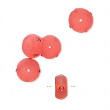 Bead, 5 Frosted Red Resin 10x5mm Rondelle Beads Made with Swarovski Crystals 