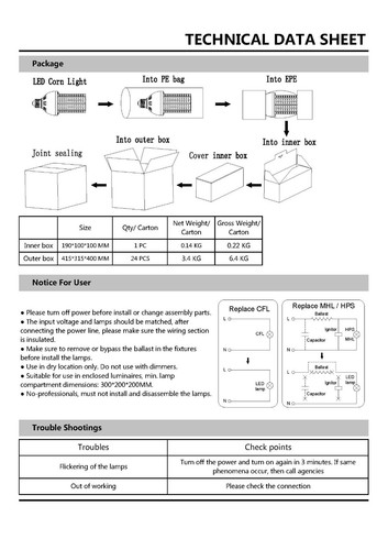 LED corn light bulb 20W E26 Replacement bulb 5000K - 第 7/7 張圖片