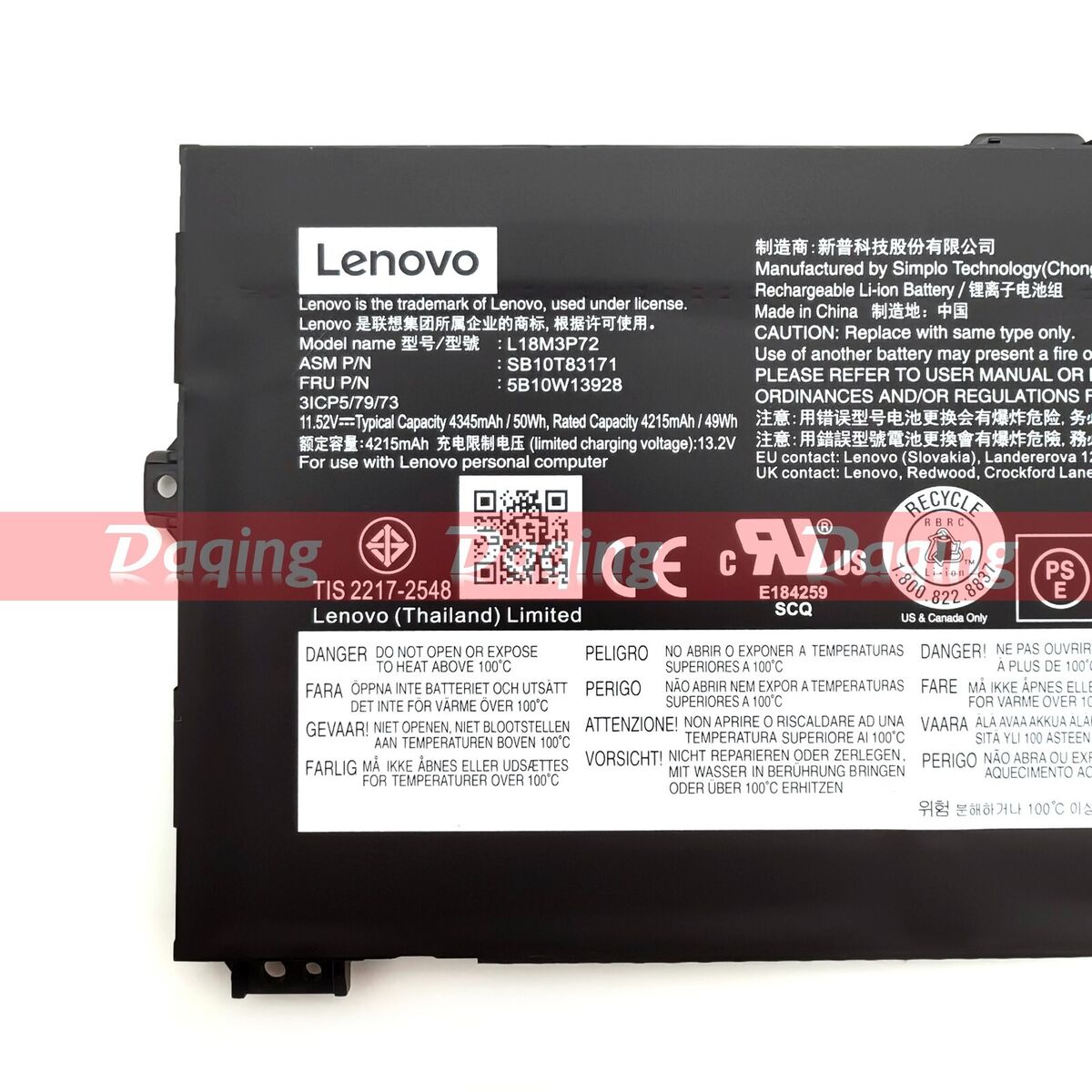New Original L18L3P72 L18M3P72 Battery for Lenovo ThinkPad New Original L18L3P72 L18M3P72 Battery for Lenovo ThinkPad