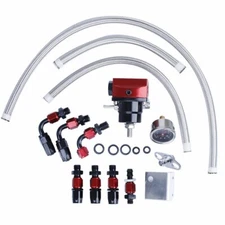 Universal Adjustable Fuel Pressure Regulator 100psi Guage AN6 Fitting Red +Black